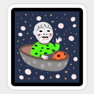 AI generated old man in boat floating in space Sticker